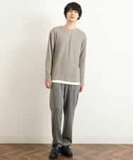 KHKLP51044 a.v.v MEN(アー・ヴェ・ヴェ) 【2SET/S-XXL】カットソー付きアゼダブルフェイスプルオーバー オレンジ