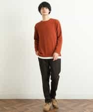 KHKLP51044 a.v.v MEN(アー・ヴェ・ヴェ) 【2SET/S-XXL】カットソー付きアゼダブルフェイスプルオーバー オレンジ