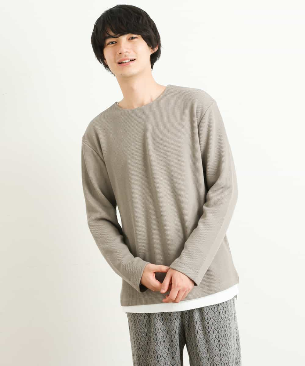 KHKLP51044 a.v.v MEN(アー・ヴェ・ヴェ) 【2SET/S-XXL】カットソー付きアゼダブルフェイスプルオーバー オレンジ