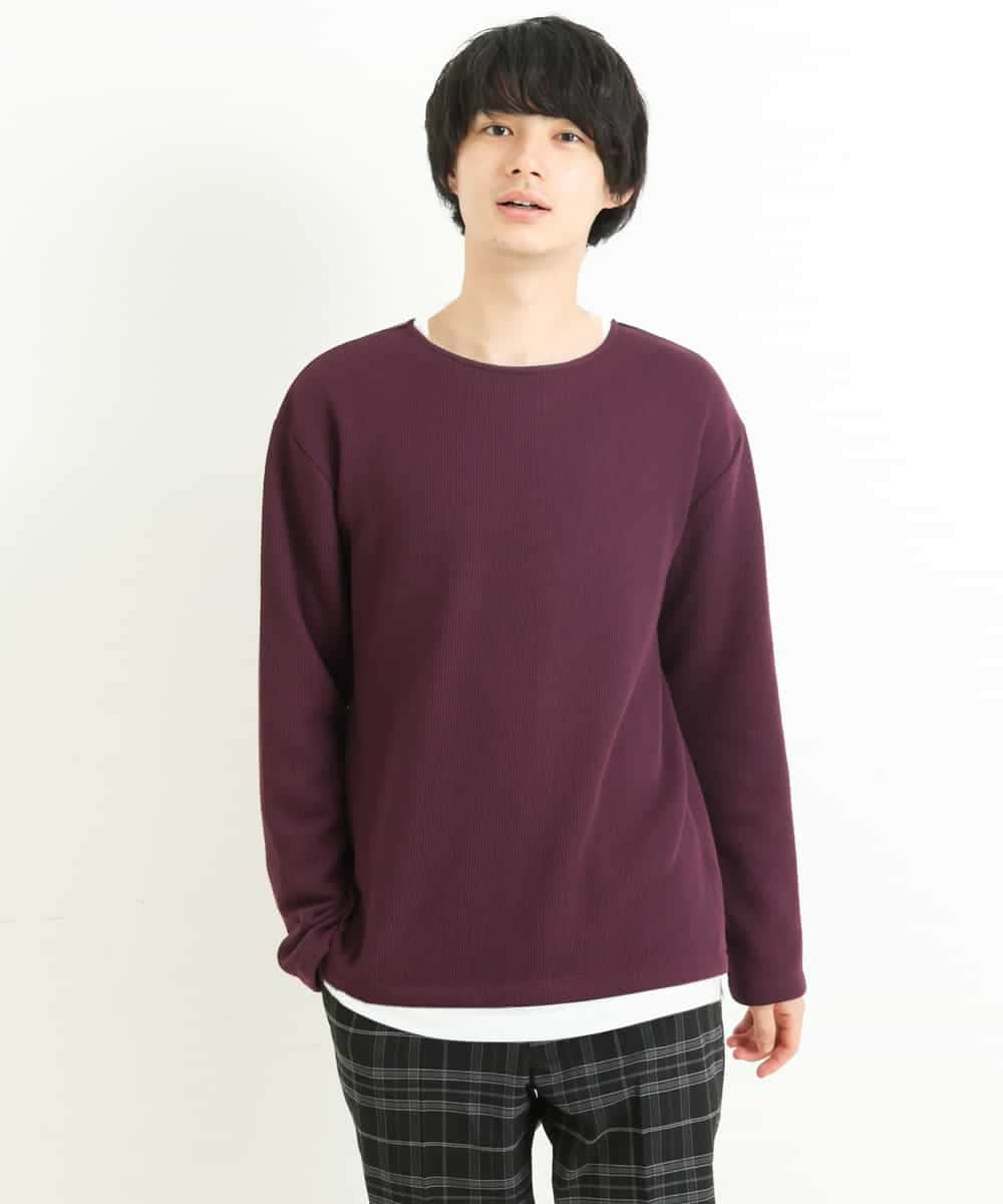 KHKLP51044 a.v.v MEN(アー・ヴェ・ヴェ) 【2SET/S-XXL】カットソー付きアゼダブルフェイスプルオーバー オレンジ