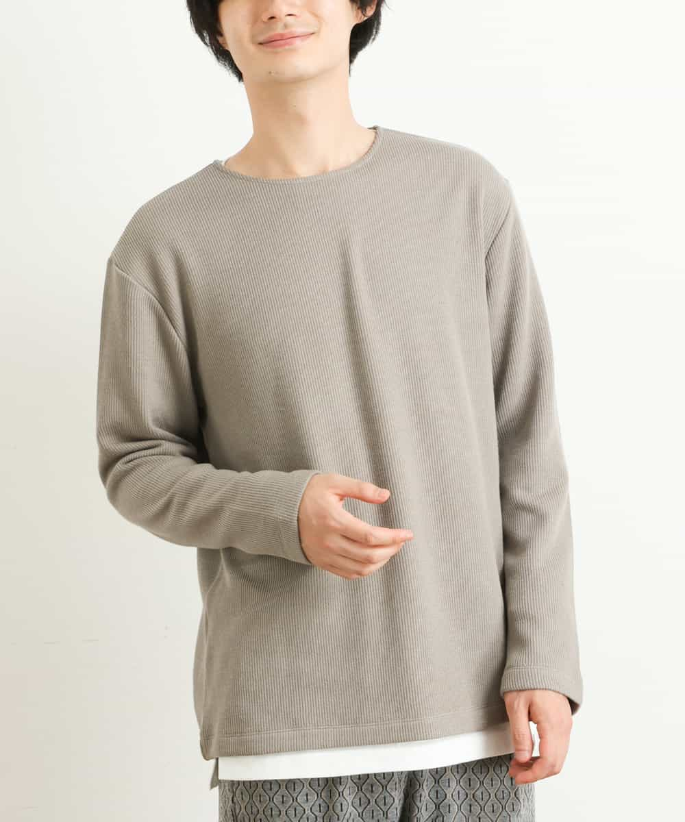 2SET/S-XXL】カットソー付きアゼダブルフェイスプルオーバー