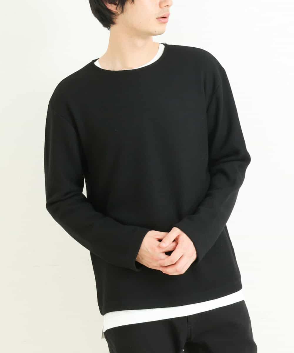 2SET/S-XXL】カットソー付きアゼダブルフェイスプルオーバー