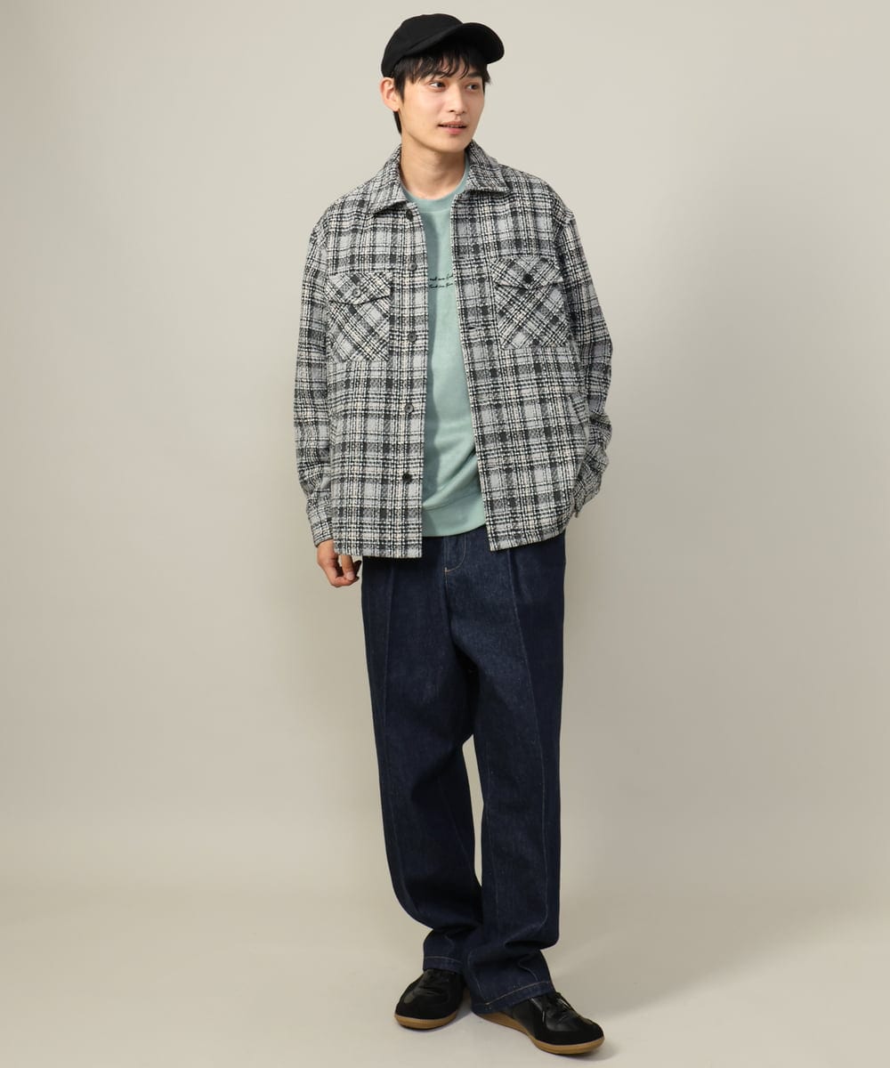 KHLKV10069 a.v.v MEN(アー・ヴェ・ヴェ) 【美シルエット】デニムワンタックワイドパンツ 15.8OZ ネイビー