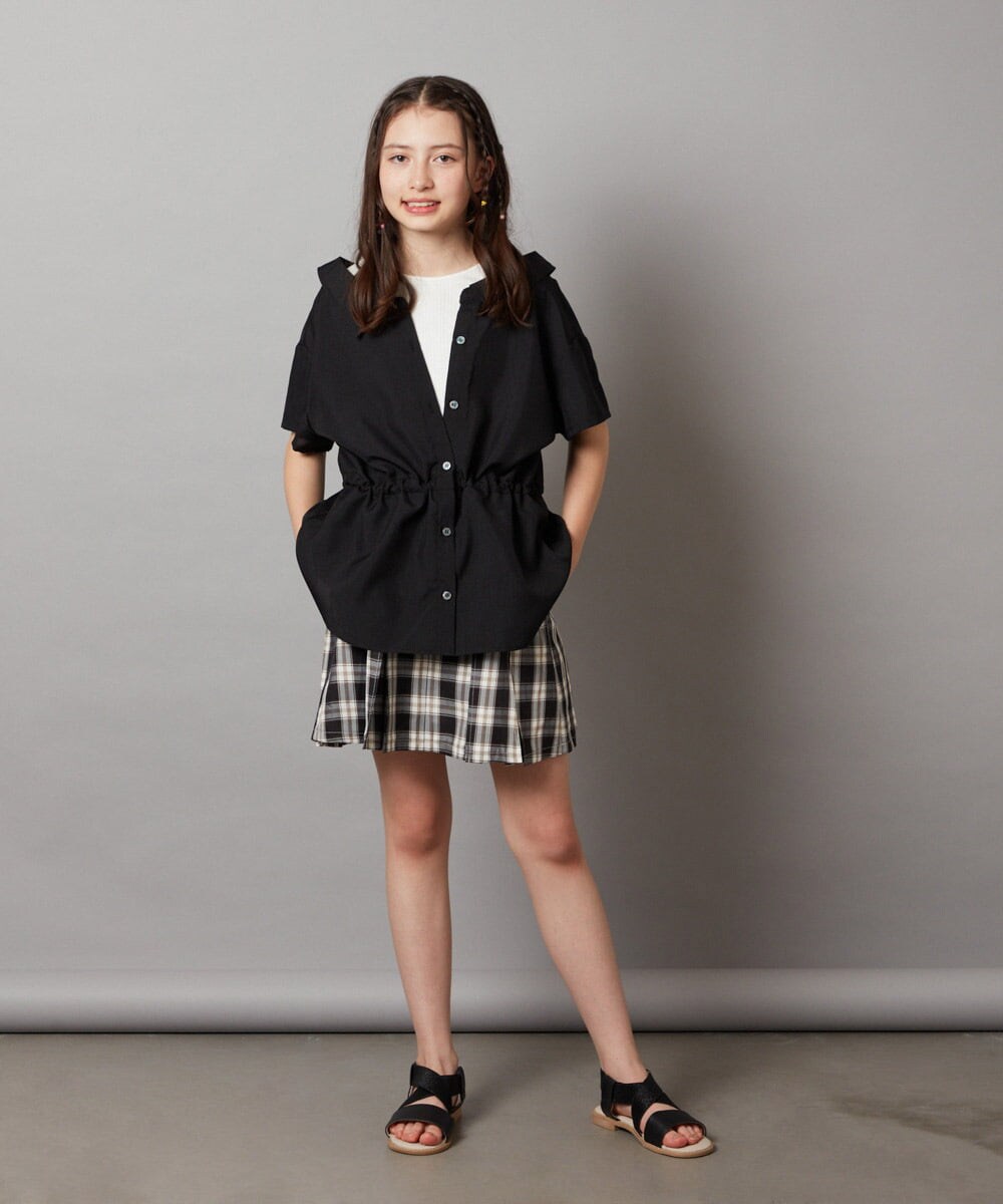 KJBHW21034 a.v.v KIDS(アー・ヴェ・ヴェ) [140-150]レイヤード風ブラウス ブラック
