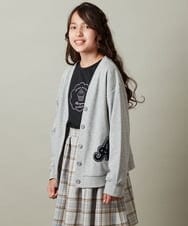 KJCKT43034 a.v.v KIDS(アー・ヴェ・ヴェ) [140-150]ワッペン付き裏毛カーディガン ブラック