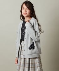 KJCKT43034 a.v.v KIDS(アー・ヴェ・ヴェ) [140-150]ワッペン付き裏毛カーディガン ブラック