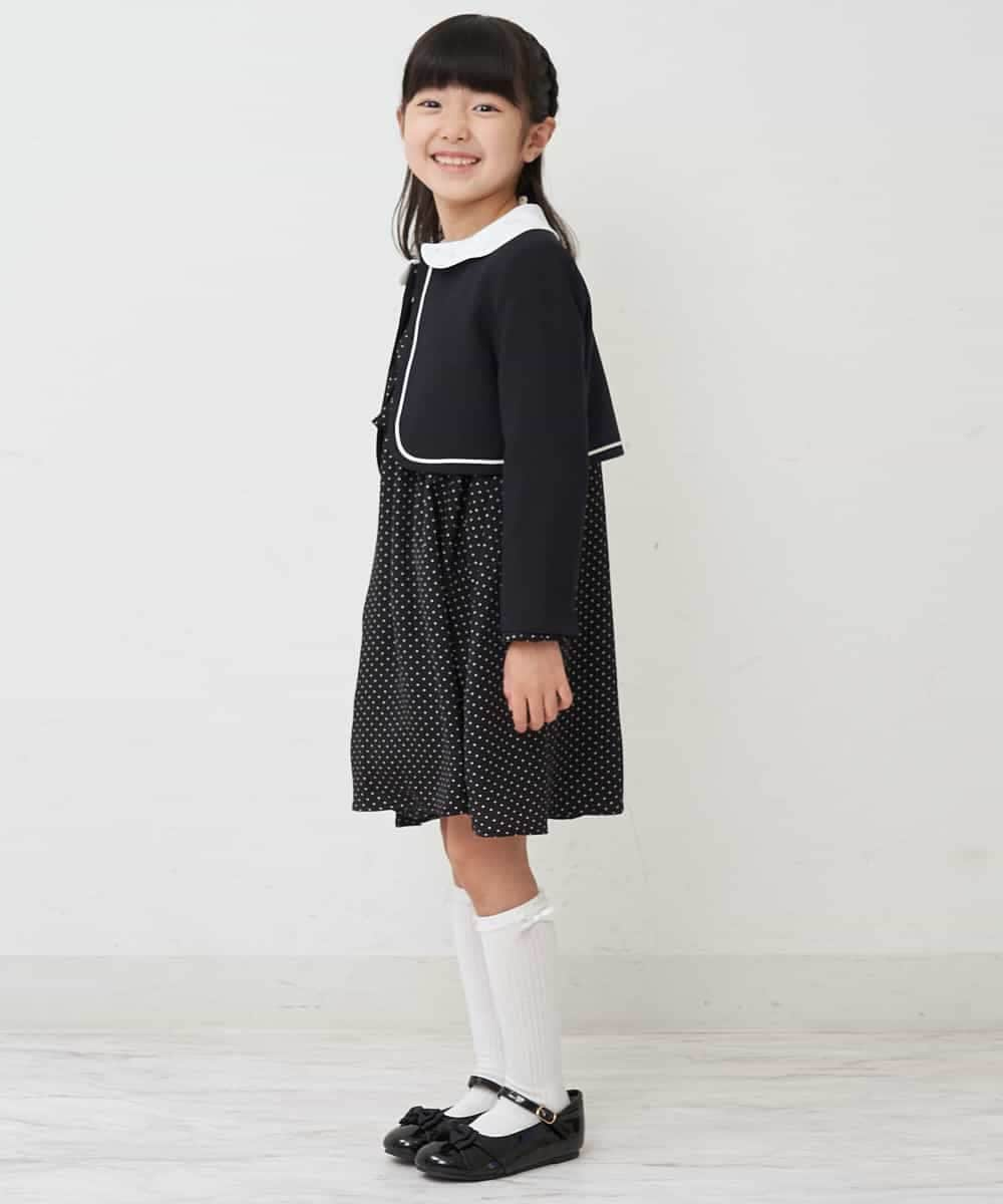 KJECP10039 a.v.v KIDS(アー・ヴェ・ヴェ) [100-130]Ｖフリルドットプリントワンピース[WEB限定サイズ] ブラック