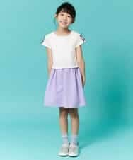 KJEFM31029 a.v.v KIDS(アー・ヴェ・ヴェ) [100-130]【大好評につき追加生産】肩リボンデザインドッキングワンピース[WEB限定サイズ] ラベンダー