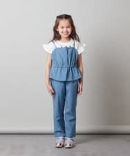 KJEFS43039 a.v.v KIDS(アー・ヴェ・ヴェ) [120-130]ぺプラムデザインサロペット ブルー