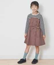 KJEJL04039 a.v.v KIDS(アー・ヴェ・ヴェ) [160]アシメフロントデザインドッキングワンピース[WEB限定サイズ] ブラウン