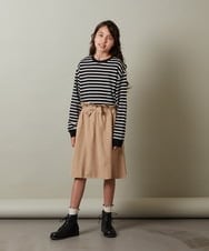 KJEKS42034 a.v.v KIDS(アー・ヴェ・ヴェ) [100-130]ボーダードッキングワンピース ライトブルー