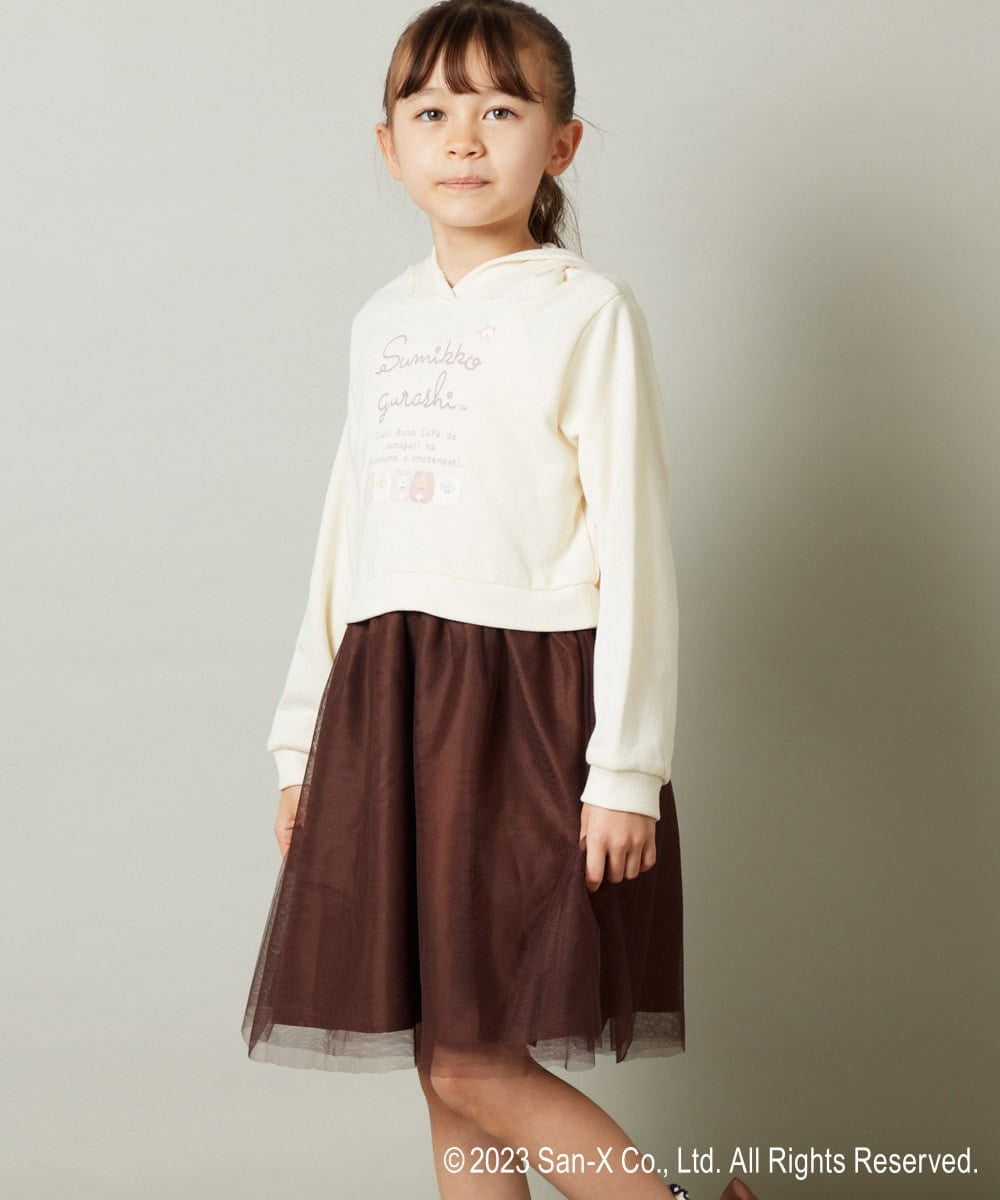 KJELS80039 a.v.v KIDS(アー・ヴェ・ヴェ) [100-140]【すみっコぐらし】チュールドッキングワンピース アイボリー