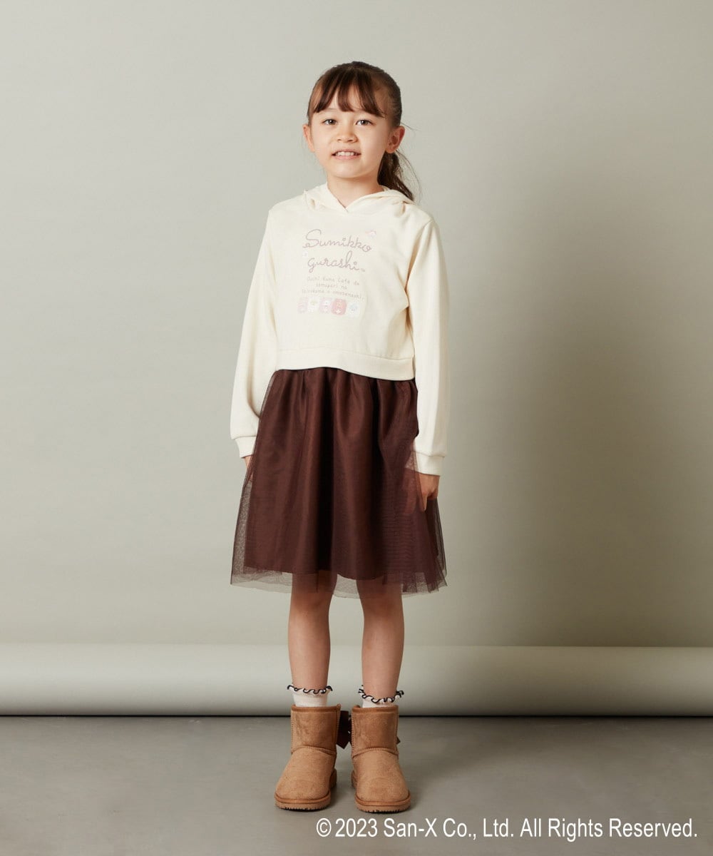 KJELS80039 a.v.v KIDS(アー・ヴェ・ヴェ) [100-140]【すみっコぐらし】チュールドッキングワンピース アイボリー