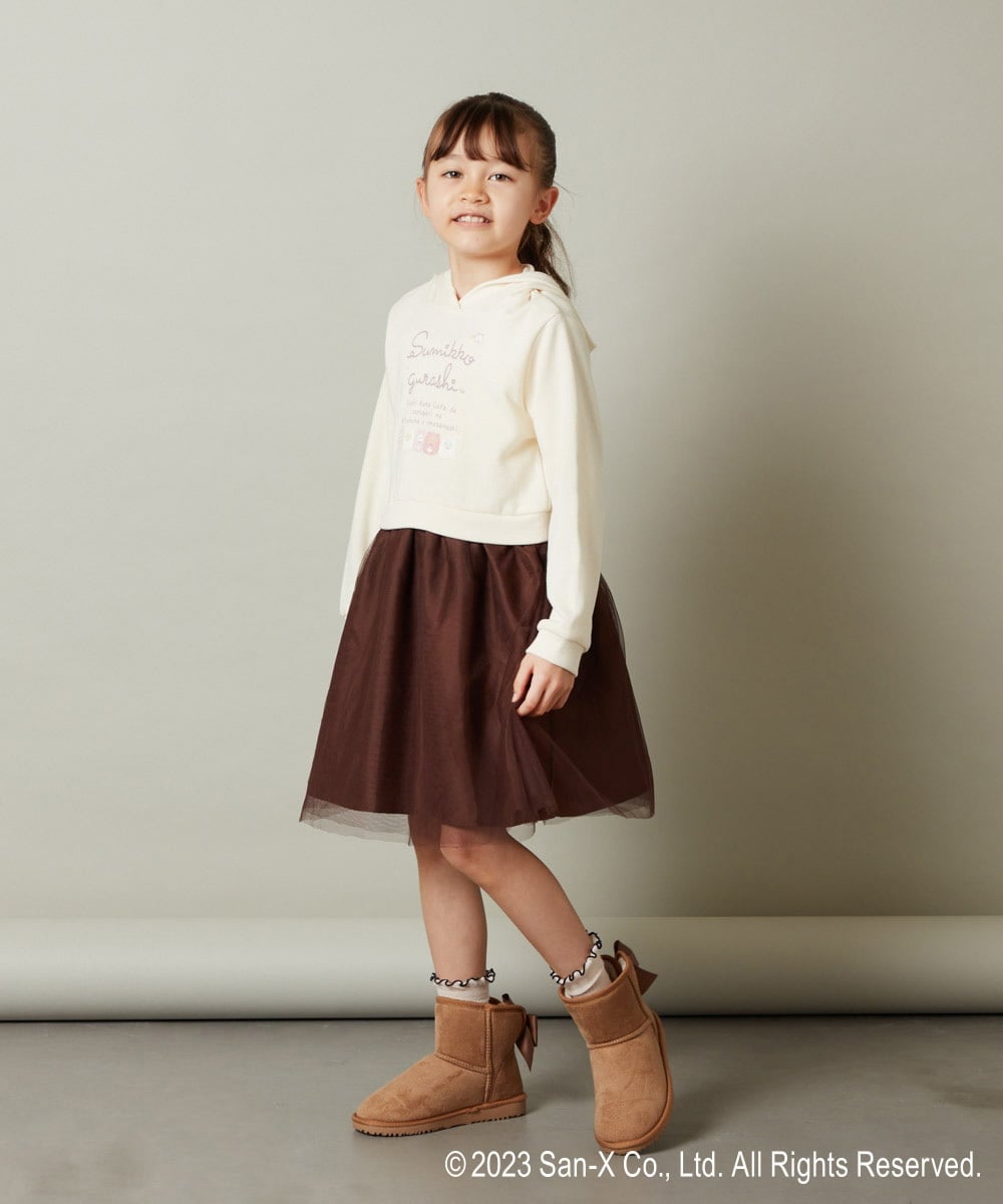 KJELS80039 a.v.v KIDS(アー・ヴェ・ヴェ) [100-140]【すみっコぐらし】チュールドッキングワンピース アイボリー