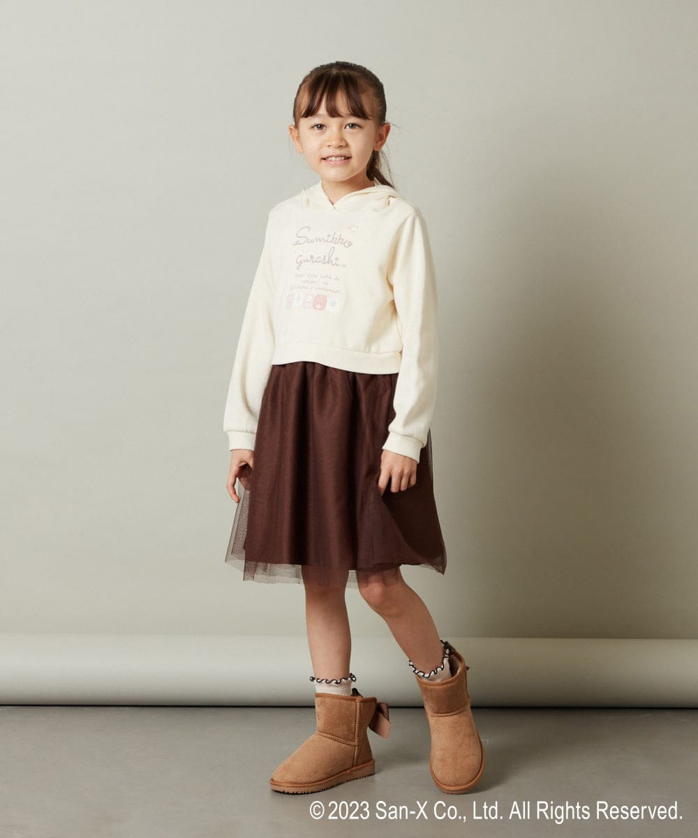 KJELS80039 a.v.v KIDS(アー・ヴェ・ヴェ) [100-140]【すみっコぐらし】チュールドッキングワンピース アイボリー