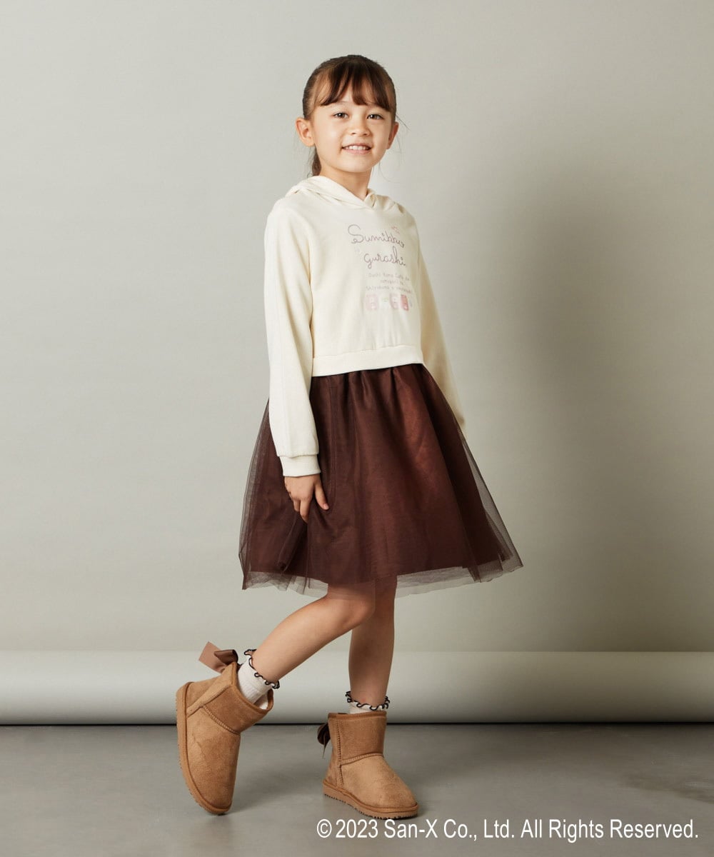 KJELS80039 a.v.v KIDS(アー・ヴェ・ヴェ) [100-140]【すみっコぐらし】チュールドッキングワンピース アイボリー