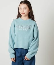 KJFAV71039 a.v.v KIDS(アー・ヴェ・ヴェ) [140-160]ロゴ刺繍ニット ライトブルー