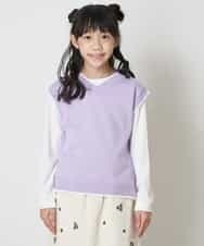 KJFER30044 a.v.v KIDS(アー・ヴェ・ヴェ) [160]【洗濯機で洗える】Vネックニットベスト&長袖Ｔシャツ2点セット ラベンダー