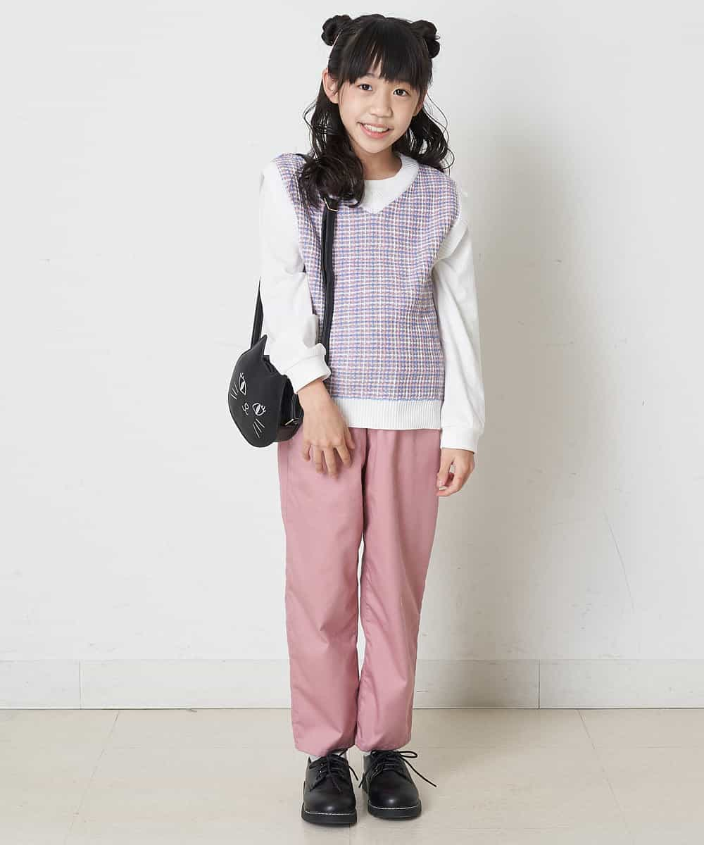 KJFER30044 a.v.v KIDS(アー・ヴェ・ヴェ) [160]【洗濯機で洗える】Vネックニットベスト&長袖Ｔシャツ2点セット ラベンダー