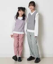 KJFER30044 a.v.v KIDS(アー・ヴェ・ヴェ) [160]【洗濯機で洗える】Vネックニットベスト&長袖Ｔシャツ2点セット ラベンダー