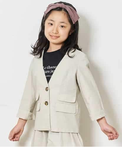 KJJFN35044 a.v.v KIDS [140-150]麻ブレンドノーカラージャケット