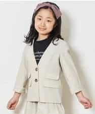 KJJFN35044 a.v.v KIDS(アー・ヴェ・ヴェ) [140-150]麻ブレンドノーカラージャケット ベージュ