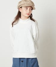 KJKAV75029 a.v.v KIDS(アー・ヴェ・ヴェ) [100-130]ショート丈ビジュートレーナー アイボリー