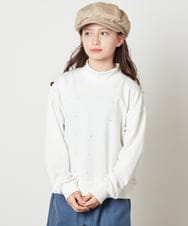 KJKAV75029 a.v.v KIDS(アー・ヴェ・ヴェ) [100-130]ショート丈ビジュートレーナー アイボリー