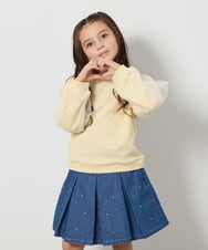 KJKBA01029 a.v.v KIDS(アー・ヴェ・ヴェ) [100-130]チュール袖トレーナー ライトイエロー