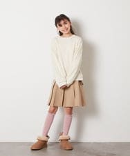 KJKBB01034 a.v.v KIDS(アー・ヴェ・ヴェ) [140-150]チュール袖トレーナー アイボリー