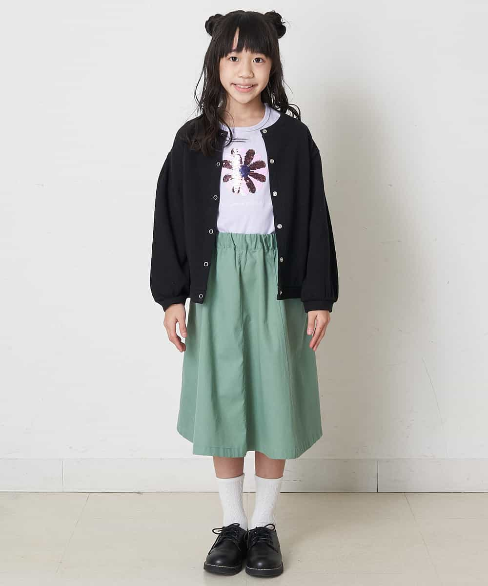 KJKEQ32024 a.v.v KIDS(アー・ヴェ・ヴェ) [140-150]【長袖人気No.1/毛玉になりにくい】トゥインクルスパンコール長袖Tシャツ ネイビー