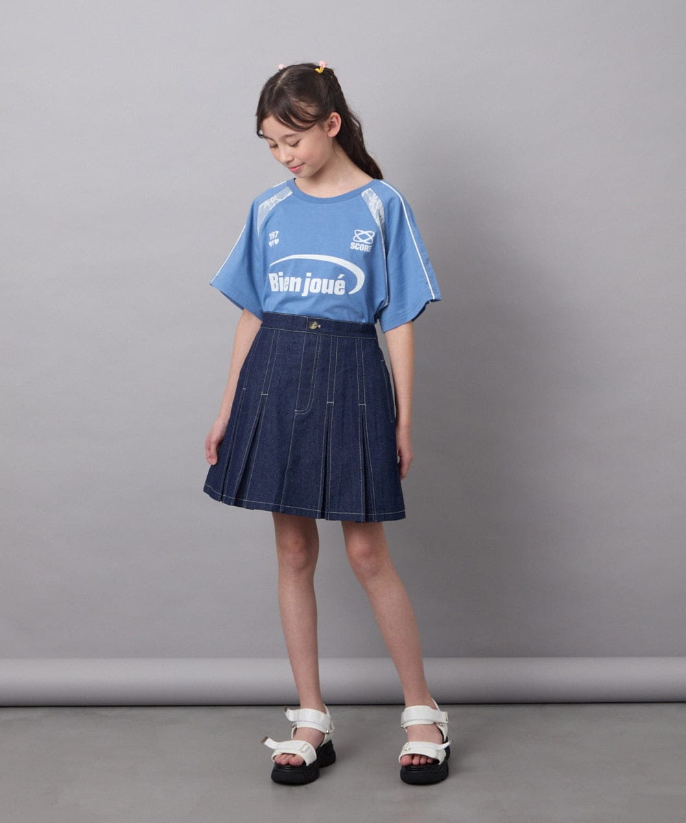 KJKFA41034 a.v.v KIDS(アー・ヴェ・ヴェ) [130]レースキリカエゲーミングＴシャツ ブルー