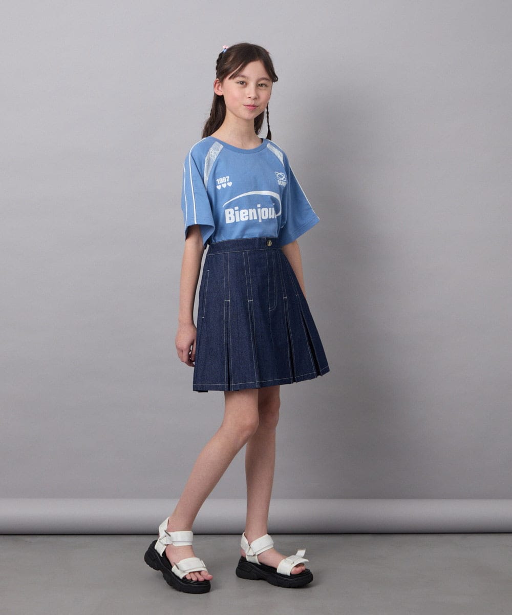 KJKFA41034 a.v.v KIDS(アー・ヴェ・ヴェ) [130]レースキリカエゲーミングＴシャツ ブルー