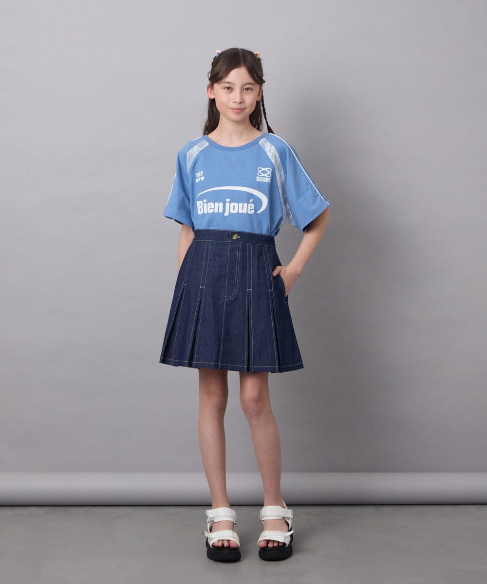 KJKFA41034 a.v.v KIDS(アー・ヴェ・ヴェ) [130]レースキリカエゲーミングＴシャツ ブルー