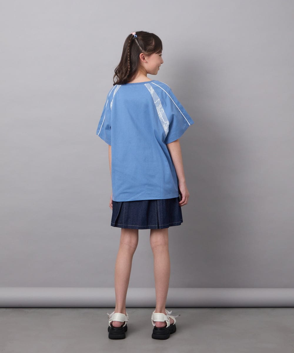 KJKFA41034 a.v.v KIDS(アー・ヴェ・ヴェ) [130]レースキリカエゲーミングＴシャツ ブルー