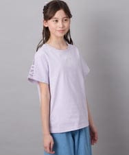 KJKFA49024 a.v.v KIDS(アー・ヴェ・ヴェ) [100-130]ソデレースアップＴシャツ ブラック