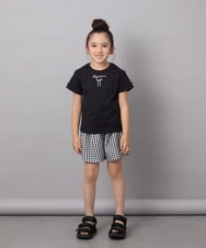 KJKFA49024 a.v.v KIDS(アー・ヴェ・ヴェ) [100-130]ソデレースアップＴシャツ ブラック