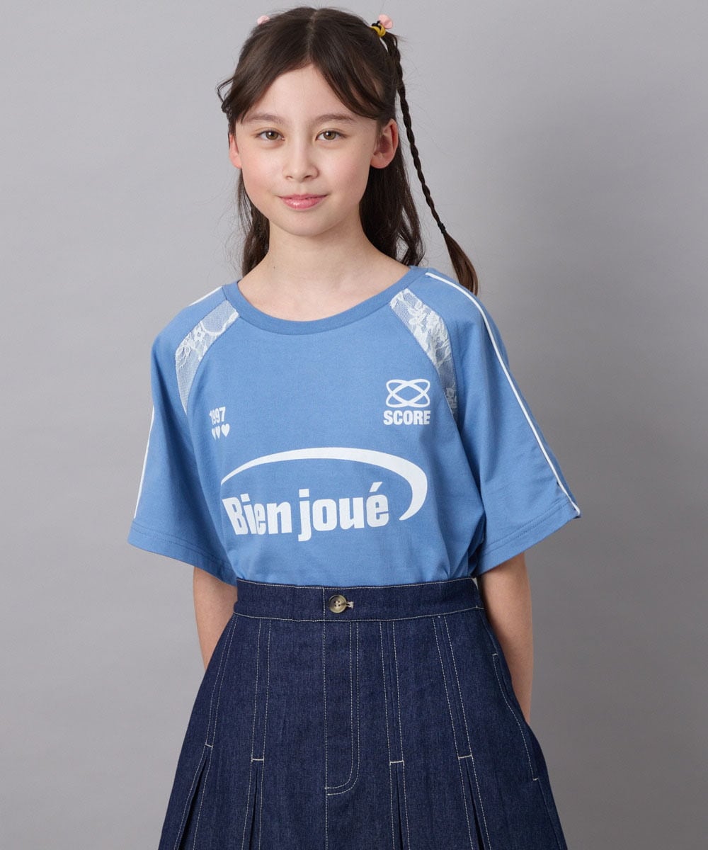 KJKFB41034 a.v.v KIDS(アー・ヴェ・ヴェ) [140-150]レースキリカエゲーミングＴシャツ ブルー