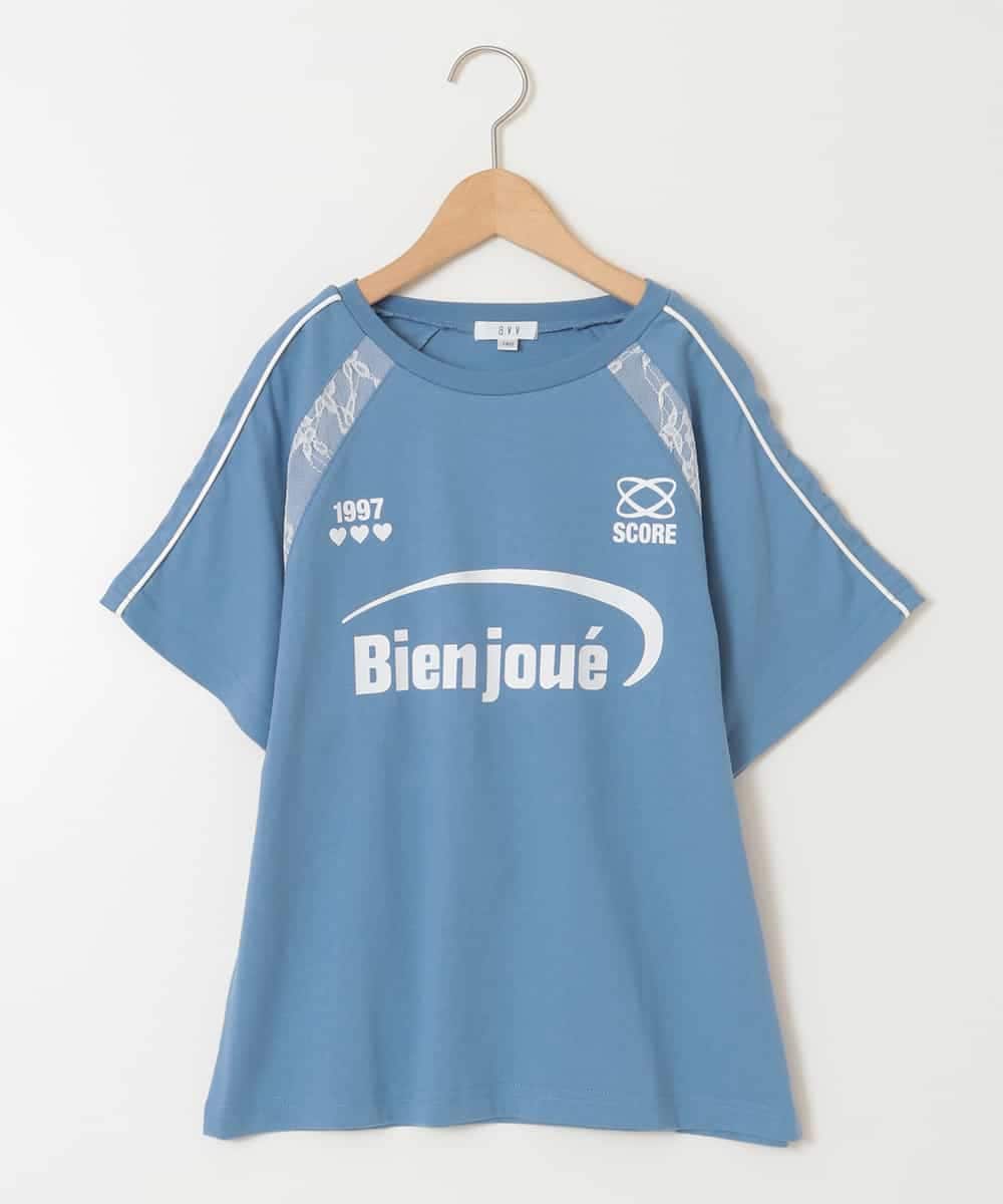 KJKFB41034 a.v.v KIDS(アー・ヴェ・ヴェ) [140-150]レースキリカエゲーミングＴシャツ ブルー