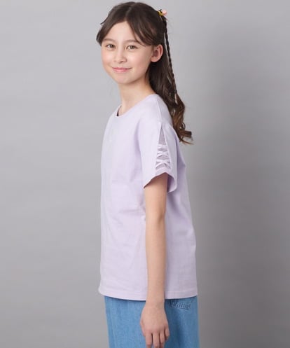 KJKFB49029 a.v.v KIDS [140-150]ソデレースアップＴシャツ