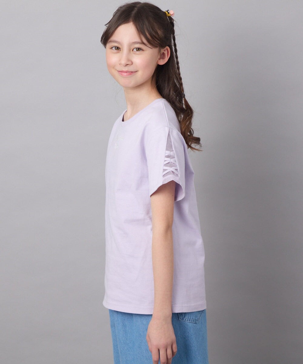 KJKFB49029 a.v.v KIDS(アー・ヴェ・ヴェ) [140-150]ソデレースアップＴシャツ ブラック