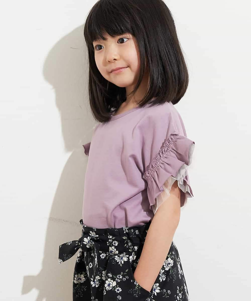 KJKFM33014 a.v.v KIDS(アー・ヴェ・ヴェ) [100-130]【プチプラ】フリルスリーブＴシャツ[WEB限定サイズ] ピンク