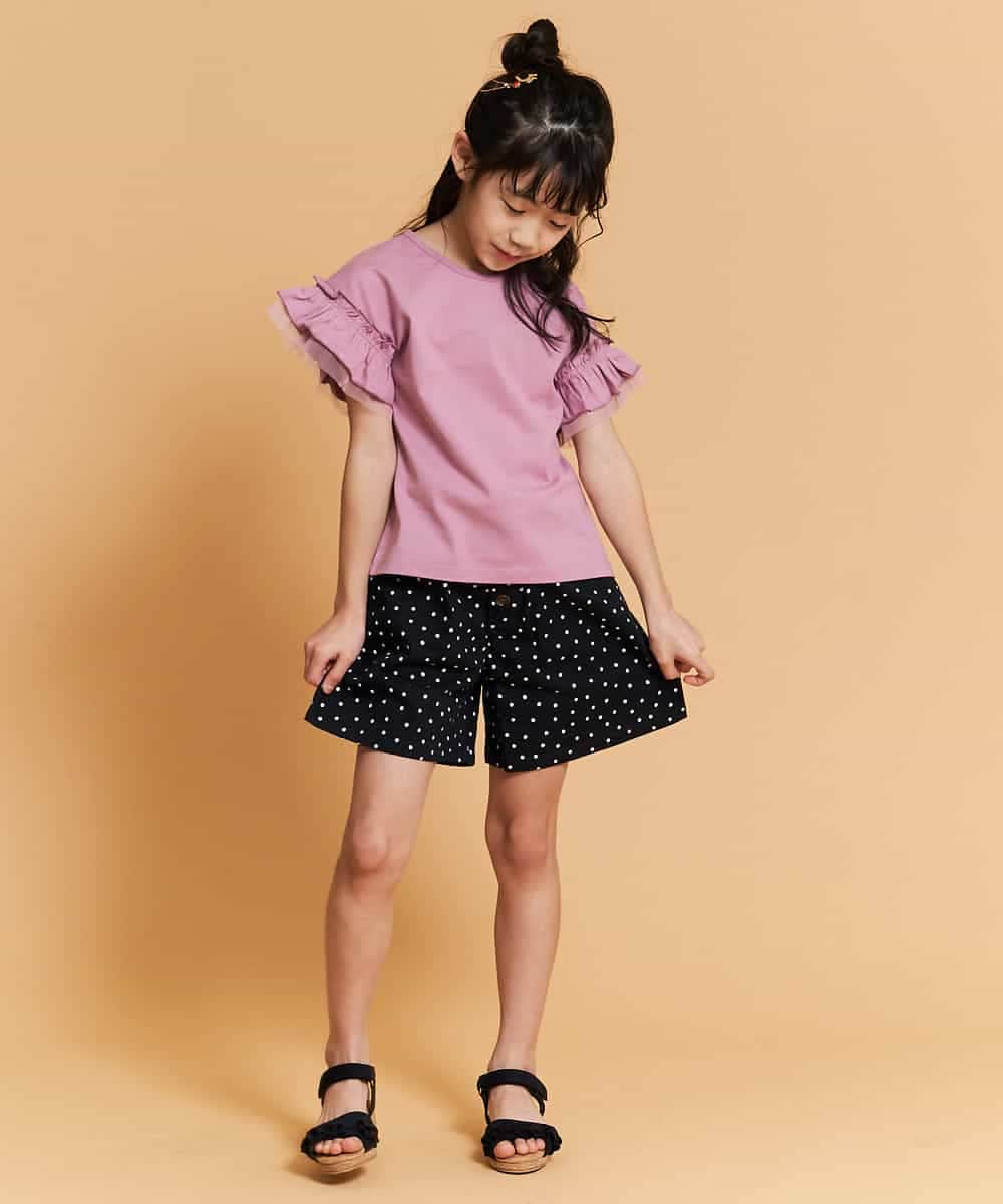 KJKFM33014 a.v.v KIDS(アー・ヴェ・ヴェ) [100-130]【プチプラ】フリルスリーブＴシャツ[WEB限定サイズ] ピンク