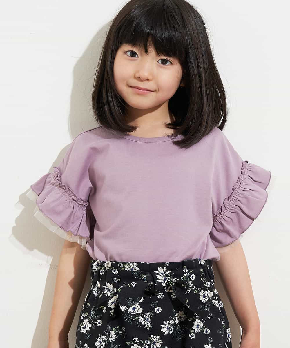 KJKFM33014 a.v.v KIDS(アー・ヴェ・ヴェ) [100-130]【プチプラ】フリルスリーブＴシャツ[WEB限定サイズ] ラベンダー