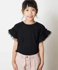 KJKFM33014 a.v.v KIDS(アー・ヴェ・ヴェ) [100-130]【プチプラ】フリルスリーブＴシャツ[WEB限定サイズ] ブラック