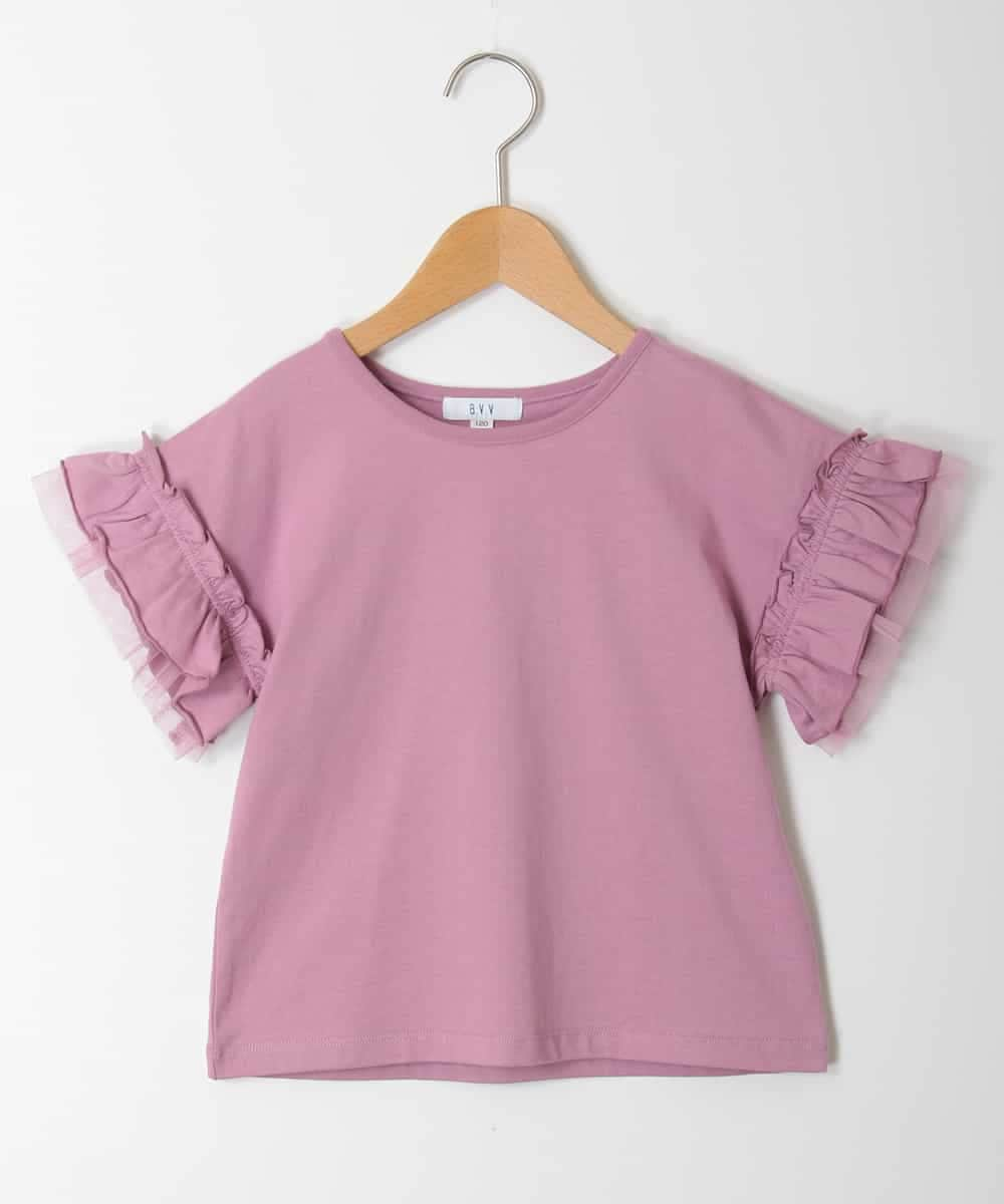 KJKFM33014 a.v.v KIDS(アー・ヴェ・ヴェ) [100-130]【プチプラ】フリルスリーブＴシャツ[WEB限定サイズ] ピンク