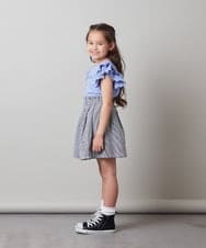 KJKFS83024 a.v.v KIDS(アー・ヴェ・ヴェ) [100-130]【マイルドライナーコラボ】袖フリルロゴカットソー マイルドレッド