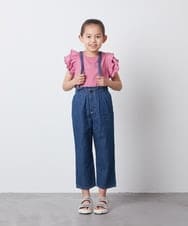 KJKFS83024 a.v.v KIDS(アー・ヴェ・ヴェ) [100-130]【マイルドライナーコラボ】袖フリルロゴカットソー マイルドレッド