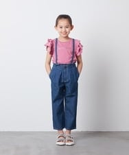 KJKFS83024 a.v.v KIDS(アー・ヴェ・ヴェ) [100-130]【マイルドライナーコラボ】袖フリルロゴカットソー マイルドレッド