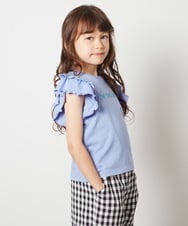 KJKFS83024 a.v.v KIDS(アー・ヴェ・ヴェ) [100-130]【マイルドライナーコラボ】袖フリルロゴカットソー マイルドレッド